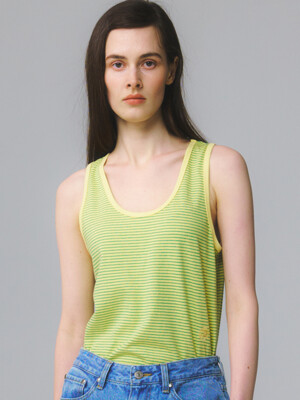 Marine Stripe Loose Sleeveless Top / Lemon