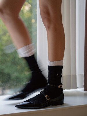 [no.012] black basic silket socks
