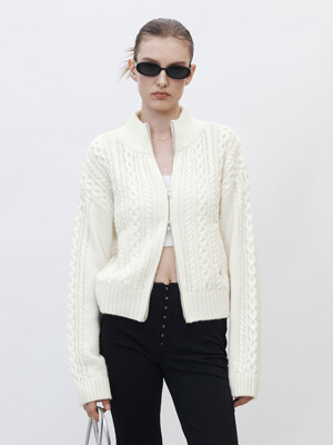 TWISTED KNIT ZIP-UP [IVORY]