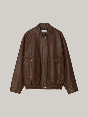 Pocket Leather Blouson (brown)