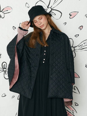 pink katiacho Diamond Quilted Manteau Chic Black