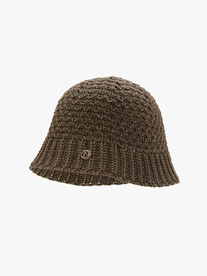 paper knit buckethat-brown