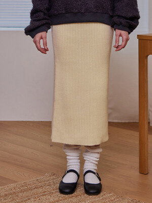 Golgi Long Knit Skirt Ivory