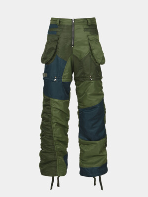 DETACHABLE PATCHWORK CARGO PANTS apa728m(KHAKI MULTI)