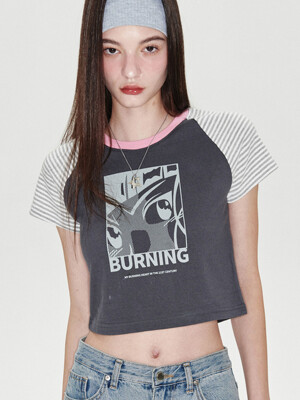 GIRL Raglan Crop T-shirt [Charcoal]