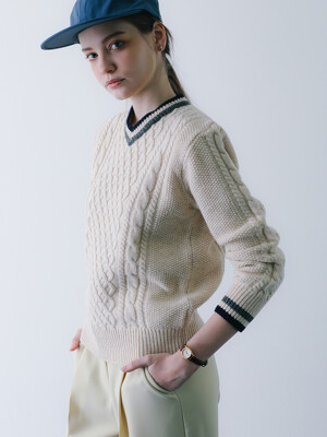 Colourway V-Neck Knit Oatmeal
