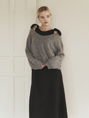 Affable wool knit top (light gray)