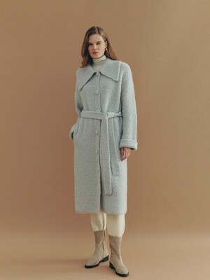 Delby Knit Long Coat (Snow Grey)