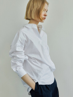 SIDE BUTTON OVERSIZED SHIRTS / WHITE