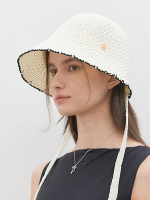 net strap bonnet hat (C048_white)