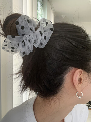 Dot hair scrunchie (2color)