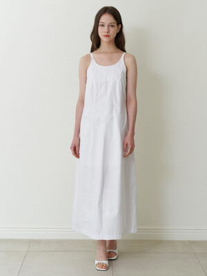 semi halter long dress - white