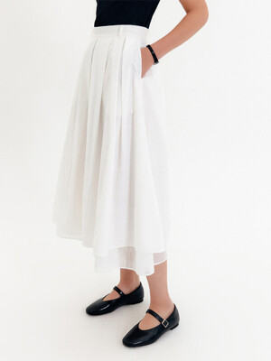 아일라 롱 플레어 스커트_화이트 / AYLA LONG FLARE SKIRT_WHITE