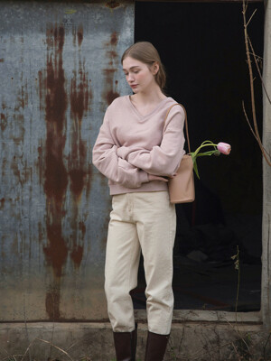 ALLISON v-neck sweat shirt_PINK