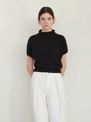HALF CAP SLEEVE KNIT - BLACK