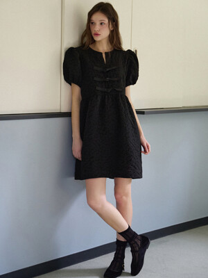 Daisy Jaquard Mini Dress [Black]