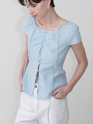 Seersucker Slim Blouse SW5MB232_2color