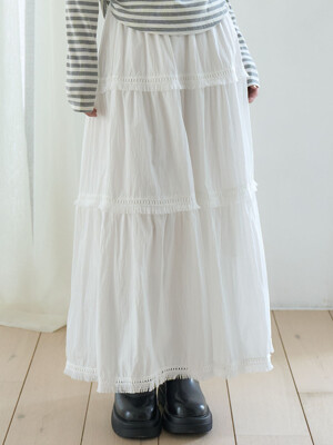 Tassel Frill Cancan Long Skirts (2colors)