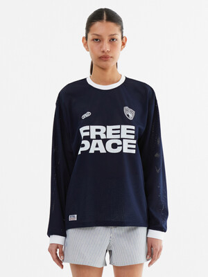 Sporty Mesh Round T Shirt_Navy