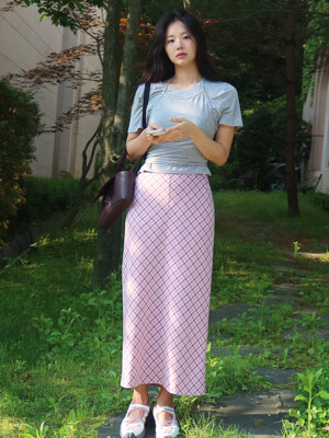 [루피타 PICK] Check H-Line Long Skirt VC2533SK407M_2color