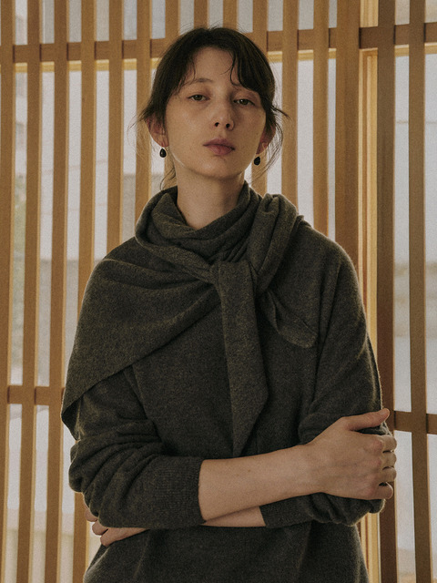 세이지먼트 [23th] VELOUR CASHMERE SHAWL MUFFLER_CHARCOAL