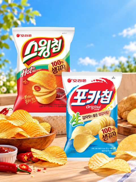 오리온 스윙칩 볶음고추장 60g 10개 + 포카칩 오리지널 66g 10개