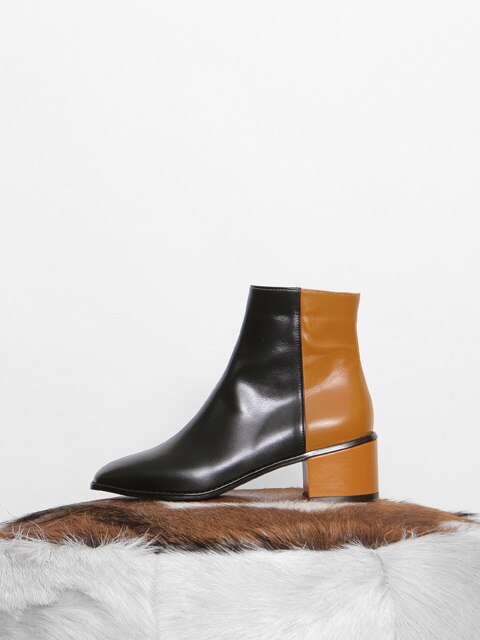 PULLUP TWO-COLOR BOOTS - BLACK + MUSTARD