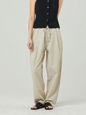LINEN BANDING PANTS [OVERSIZE FIT]_4COLOR