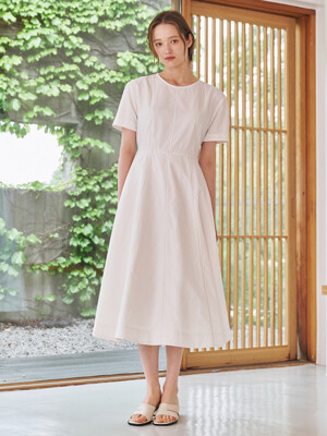 스티치 플레어 드레스 - 화이트  / Stitch Flare Dress - White