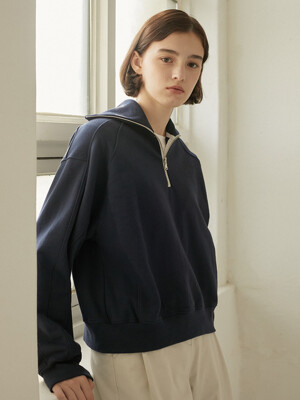 Rib Block Half Zip-up Sweatshirt 3 Color