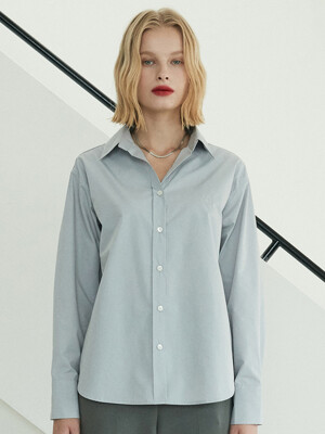 OU693 logo open neck shirts (gray)