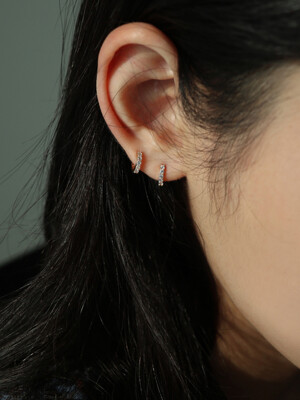 [싱글판매]14K gold one touch pave earring