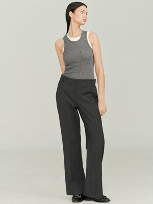 HASKELL GRAY WOOL-BLEND FLARED PANTS