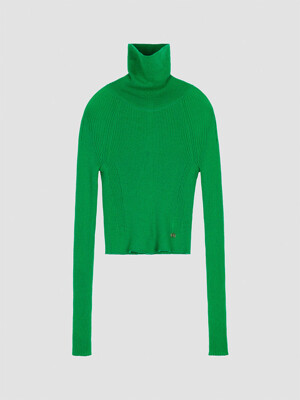 SIGNATURE OPEN BACK DETAIL ROLL NECK SWEATER (GREEN)
