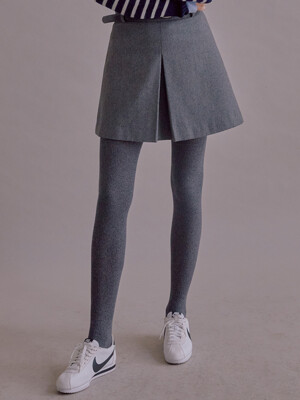 MAILI A-line wool skirt (Charcoal gray/Dark navy)