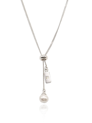Pearl Tie Line Silver Necklace In411 [Silver]