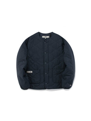 NYC LABEL COLLARLESS QUILTING JACKET 크라운네이비