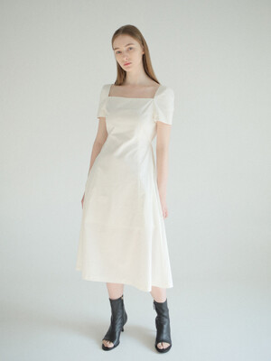 SQUARE NECK LONG DRESS / WHITE