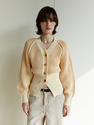 RTS TWO TONE VOLUME CARDIGAN KNIT_2COLORS
