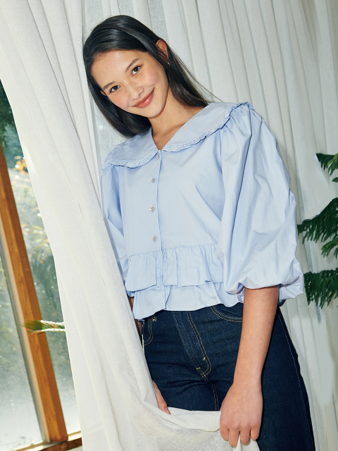블라우스 - 아이아이 (EYEYE) - CLOUD PUFF BLOUSE_L.BLUE (EEOO1BLR05W)