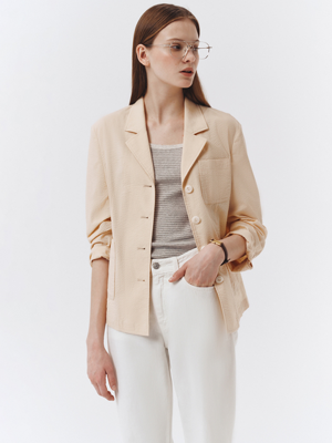 SUMMER NATURAL SEERSUCKER JACKET YELLOW BEIGE_UDJA3B224I2