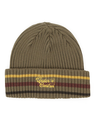 BEANIE / FLORAL SCRIPT / M STRIPE / L OLIVE