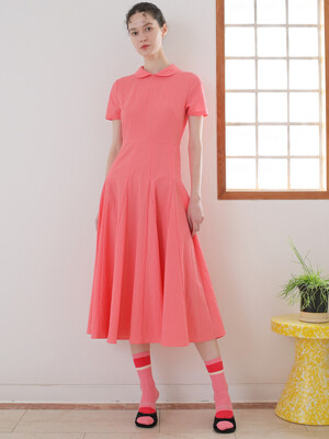 Cotton shirt midi dress Coral Pink