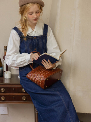 BUFFEY pintuck overall denim dress_vintage blue
