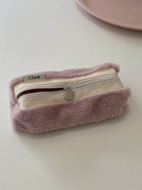 문구,클러치 - 클램 (Clam) - Clam round pencilcase _ Fur powder pink