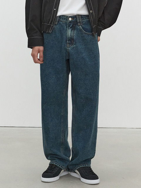 팬츠,데님,데님 - 데케트 (DECET) - Mid Rise Wide Jeans DCPT027STNBlue