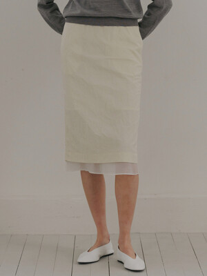 wrinkle layer midi skirt (cream)