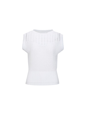 CROCHET-KNIT TOP_WHITE