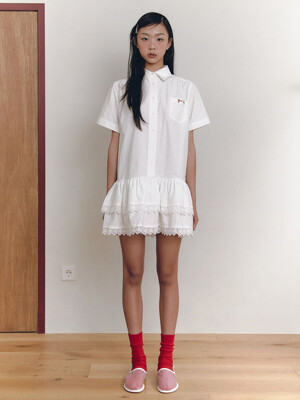 Lace ChiChi Cotton Shirt One-piece_white