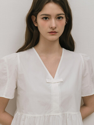 Lautre Ette Solid ribbon White Blouse